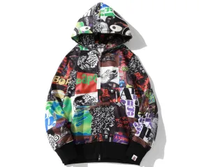 BAPE Album Monogram Shark Hoodie Multicolor