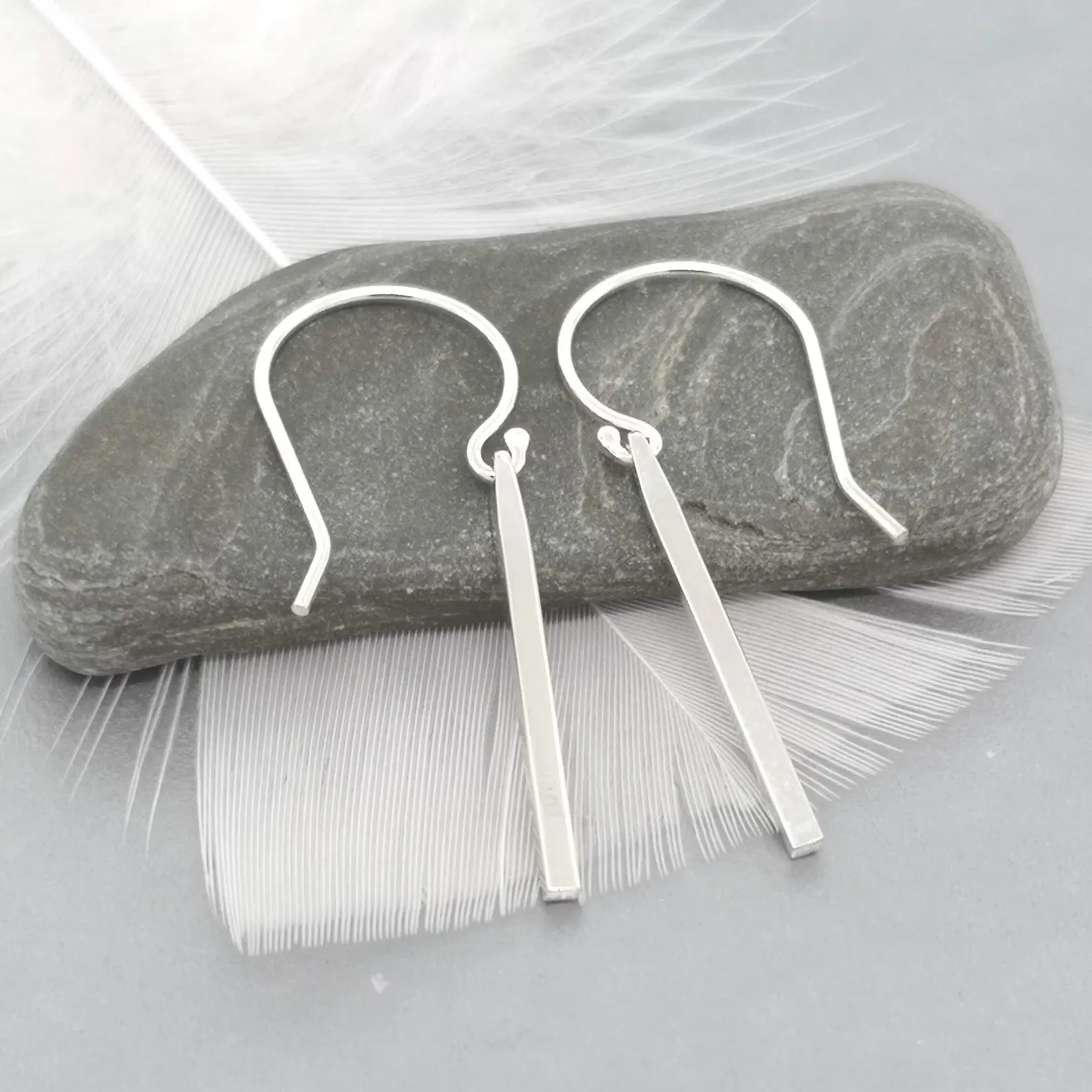 Boucles d'oreilles barres argent sterling 20mm