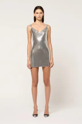 Cross Drape Chainmail Mini Dress