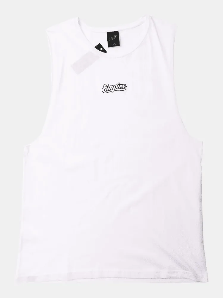 Empire Logo Outlined Cut Tank - White / Black