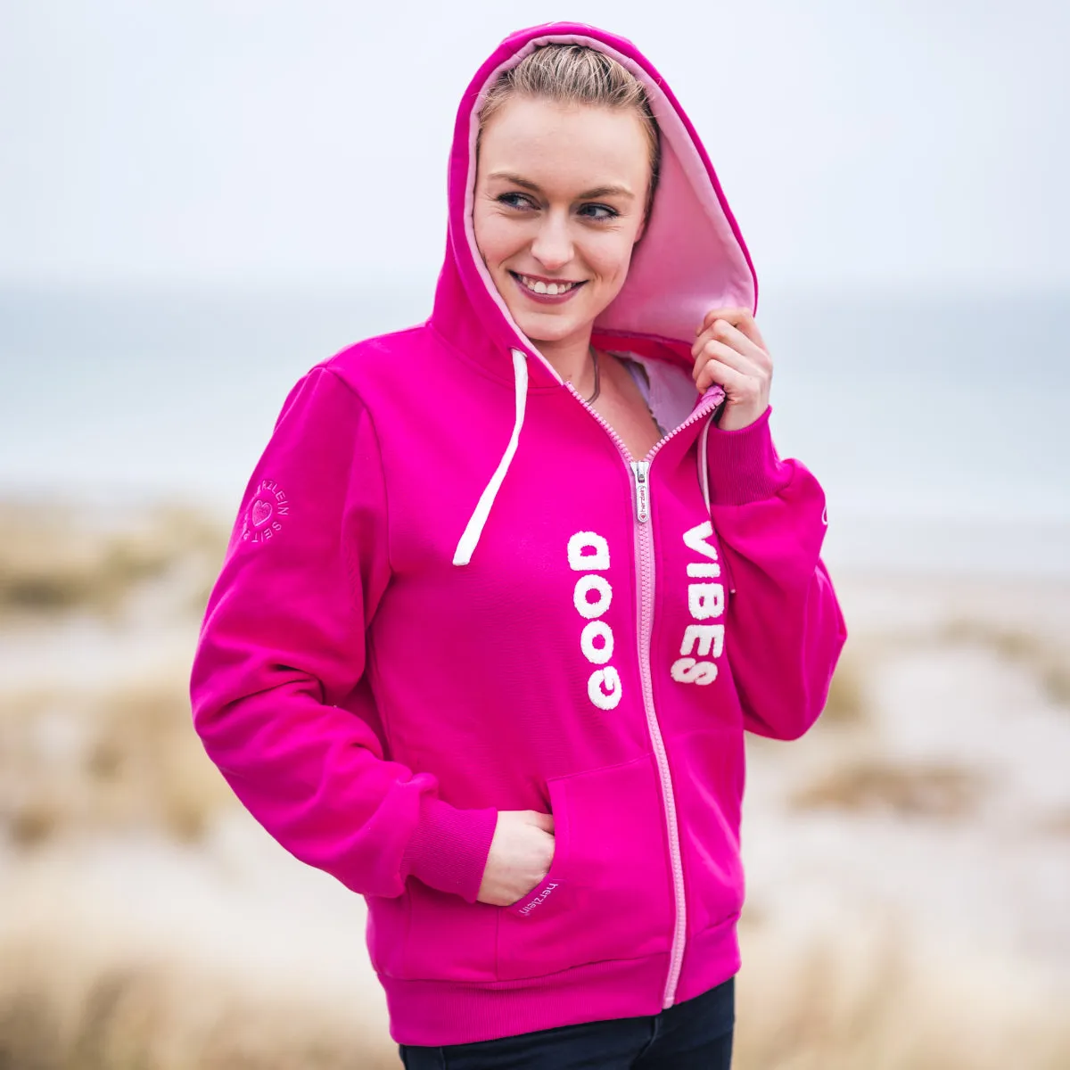 Herzlein® Sweatjacke "GOOD VIBES" in Pink