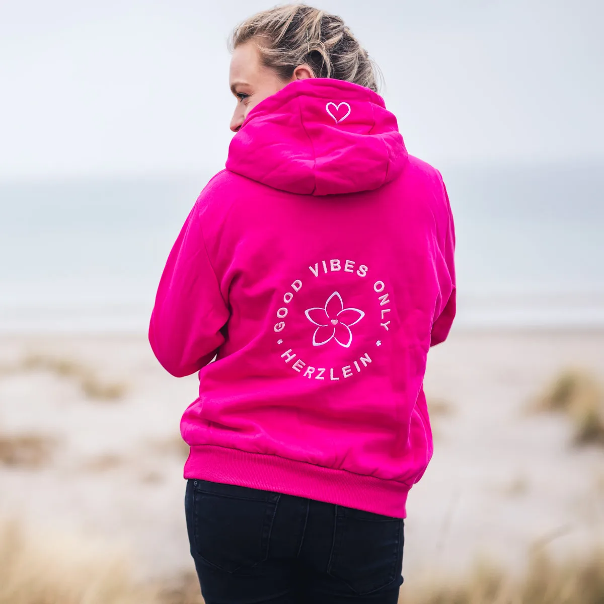 Herzlein® Sweatjacke "GOOD VIBES" in Pink