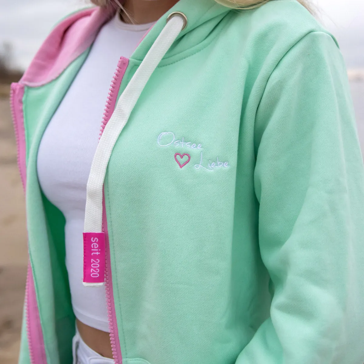 Herzlein® Sweatjacke "Ostsee Liebe" in Mint