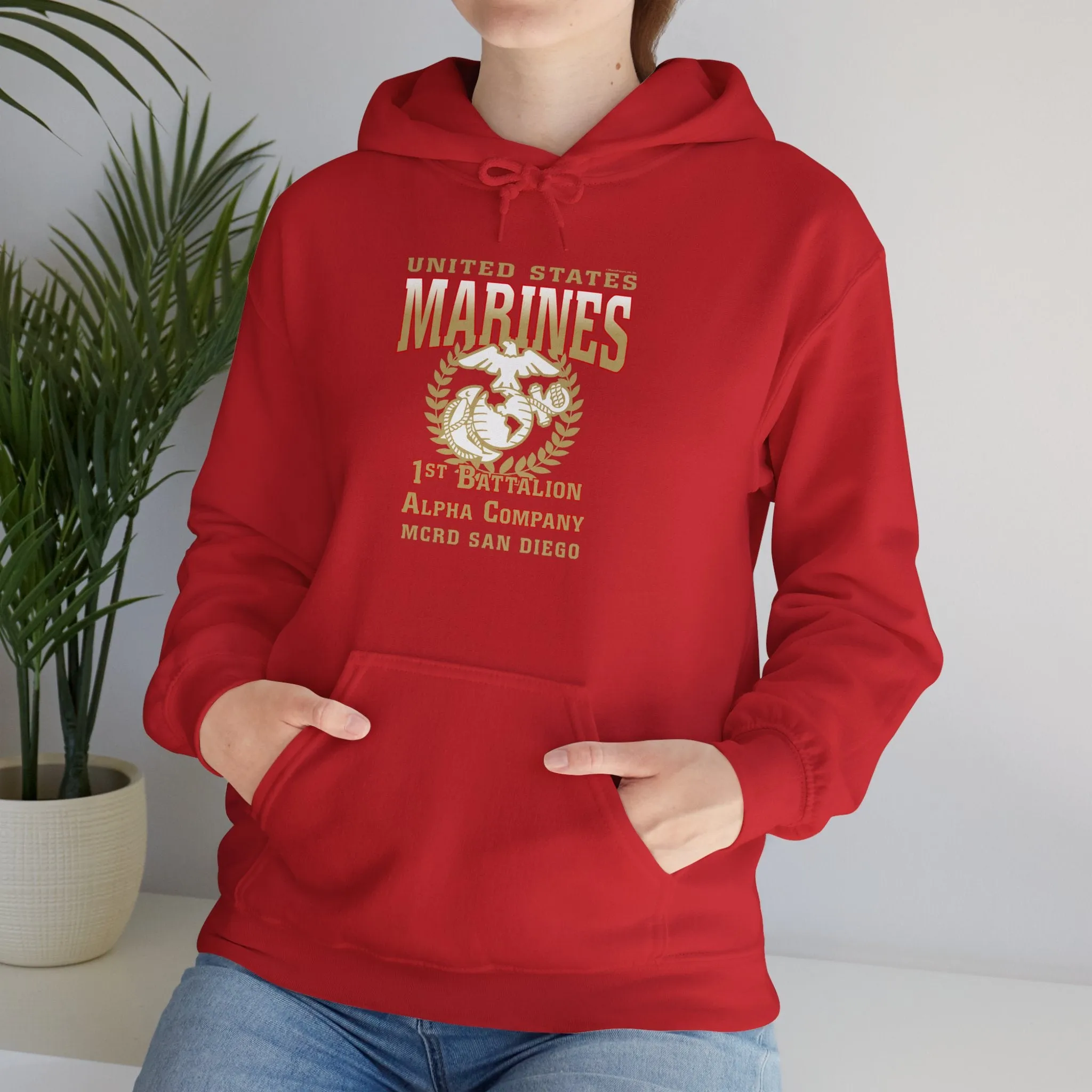 Hoodie: Alpha Co. MCRD San Diego (EGA   Back Proud Family)