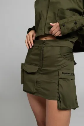 Spódniczka mini CARGO nadruk CHIARA - khaki