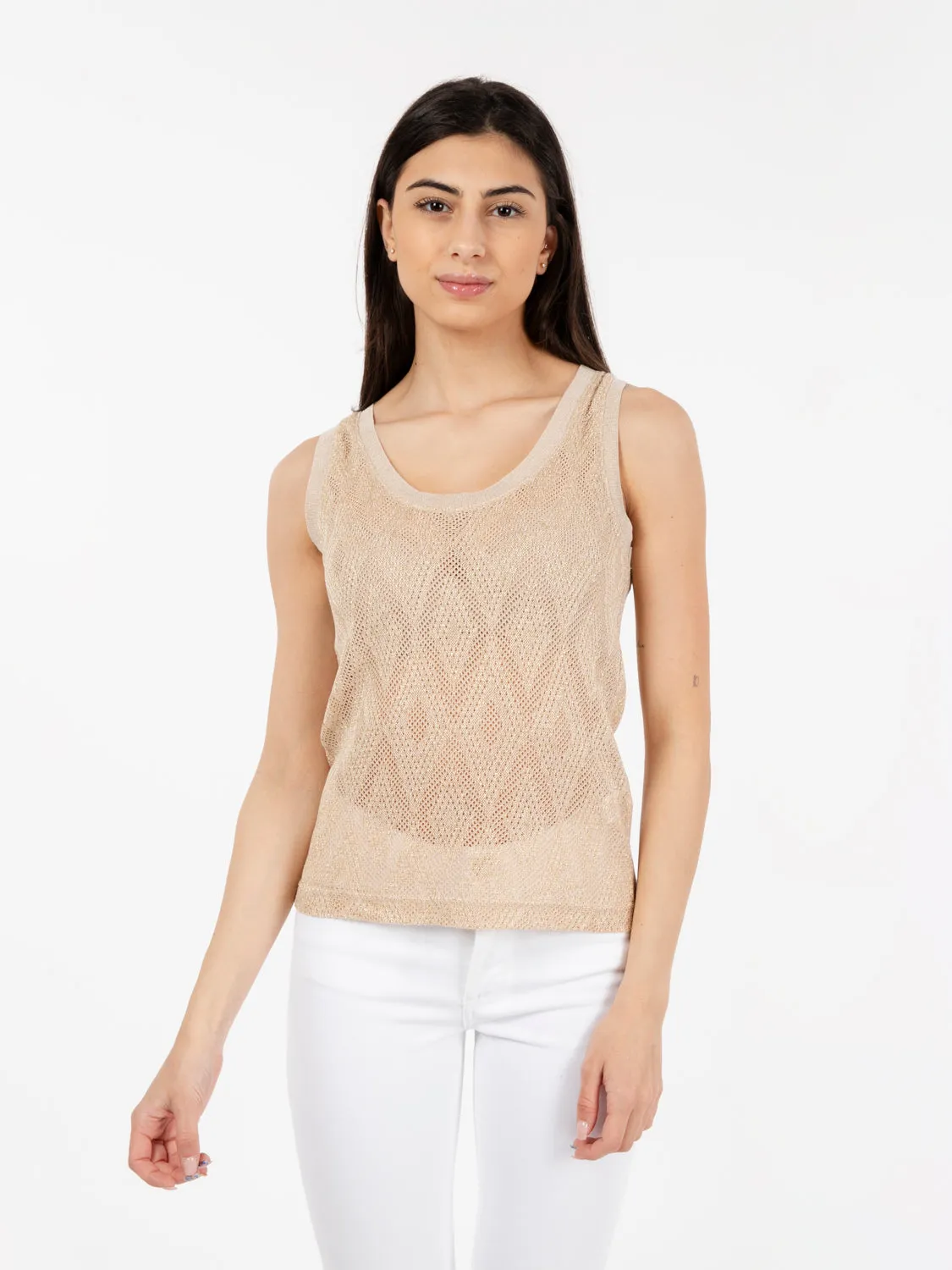 Top in lurex beige